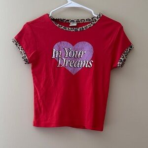 Urban Outfitters Red Leopard Trim Tee